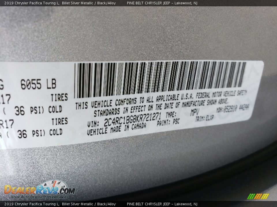 2019 Chrysler Pacifica Touring L Billet Silver Metallic / Black/Alloy Photo #9