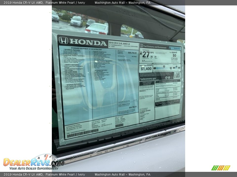 2019 Honda CR-V LX AWD Window Sticker Photo #15