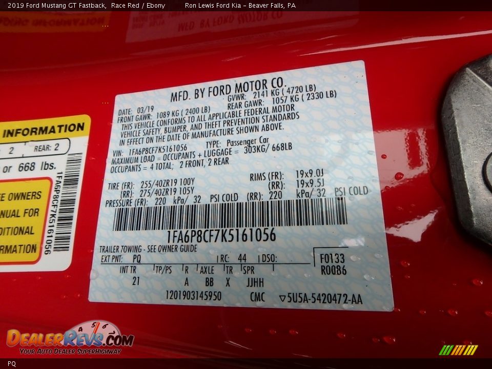 Ford Color Code PQ Race Red