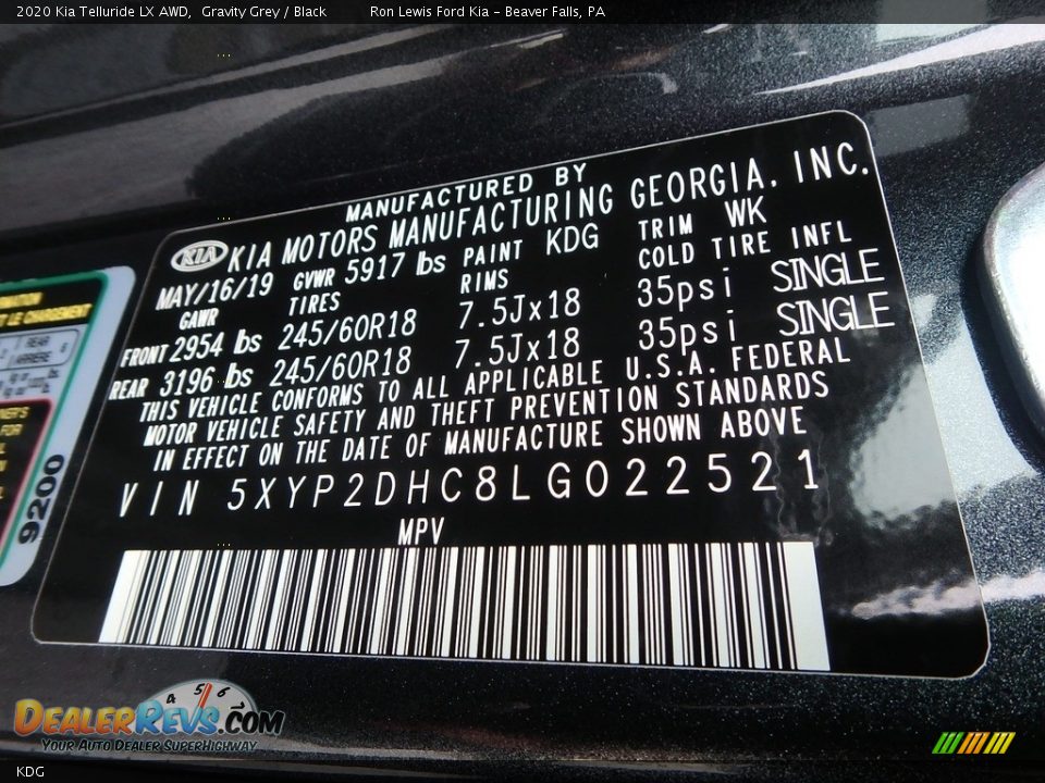 Kia Color Code KDG Gravity Grey