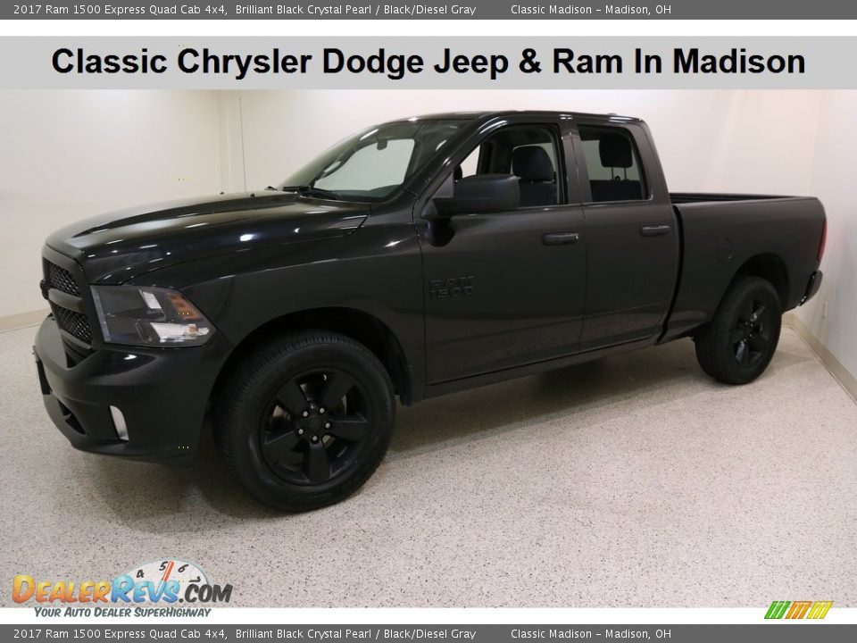 2017 Ram 1500 Express Quad Cab 4x4 Brilliant Black Crystal Pearl / Black/Diesel Gray Photo #1