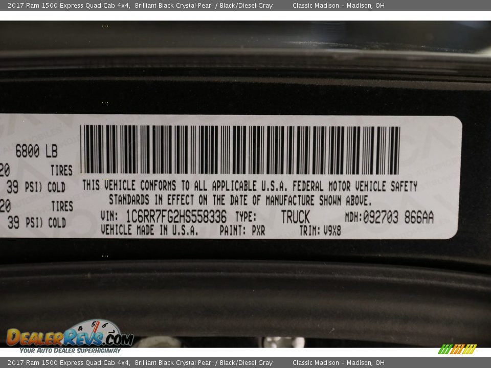 2017 Ram 1500 Express Quad Cab 4x4 Brilliant Black Crystal Pearl / Black/Diesel Gray Photo #20
