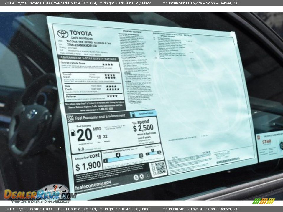 2019 Toyota Tacoma TRD Off-Road Double Cab 4x4 Midnight Black Metallic / Black Photo #11