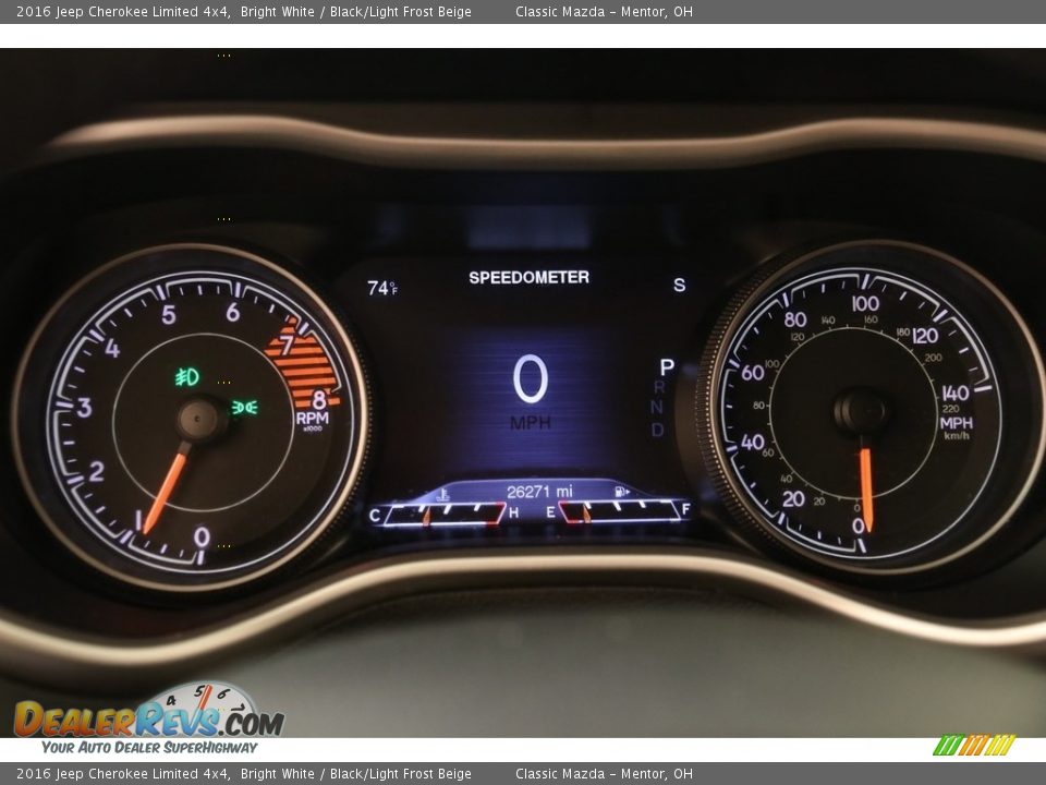 2016 Jeep Cherokee Limited 4x4 Bright White / Black/Light Frost Beige Photo #8