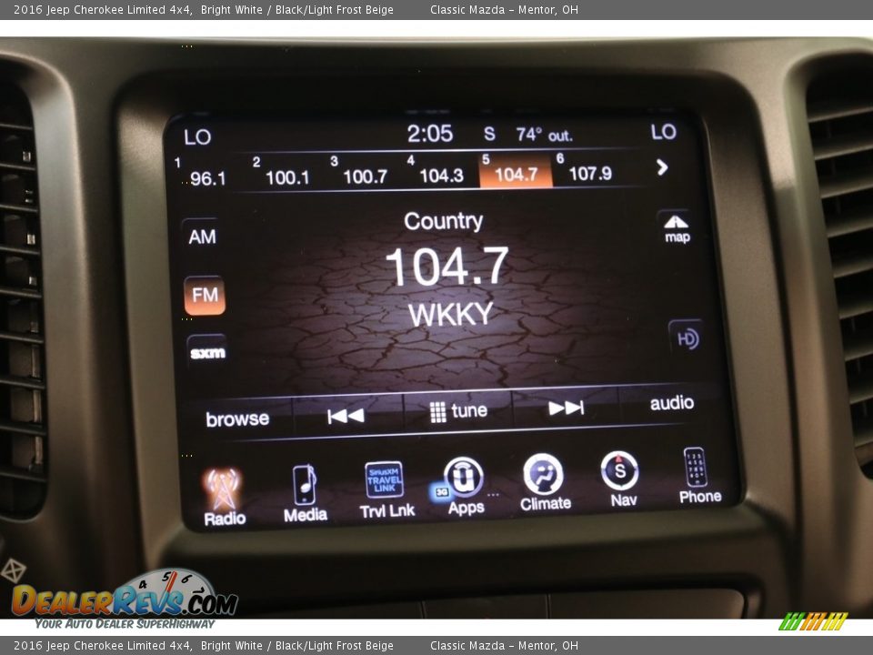 2016 Jeep Cherokee Limited 4x4 Bright White / Black/Light Frost Beige Photo #10