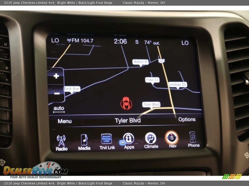 2016 Jeep Cherokee Limited 4x4 Bright White / Black/Light Frost Beige Photo #14