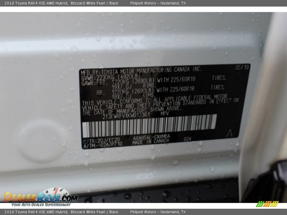 2019 Toyota RAV4 XSE AWD Hybrid Blizzard White Pearl / Black Photo #28