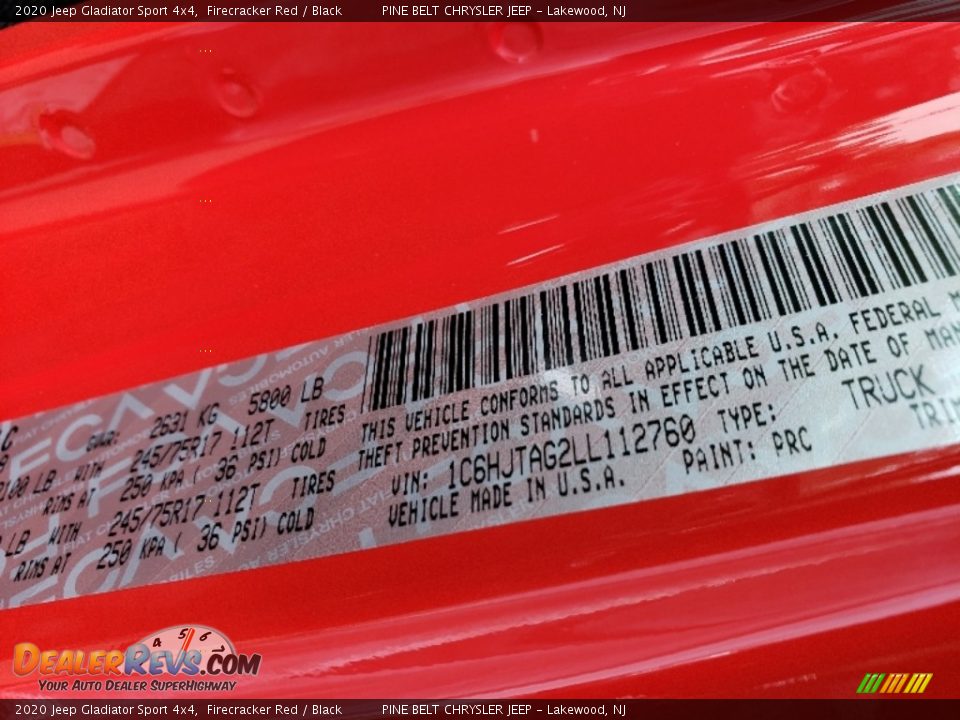 2020 Jeep Gladiator Sport 4x4 Firecracker Red / Black Photo #9