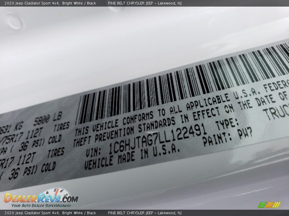 2020 Jeep Gladiator Sport 4x4 Bright White / Black Photo #9