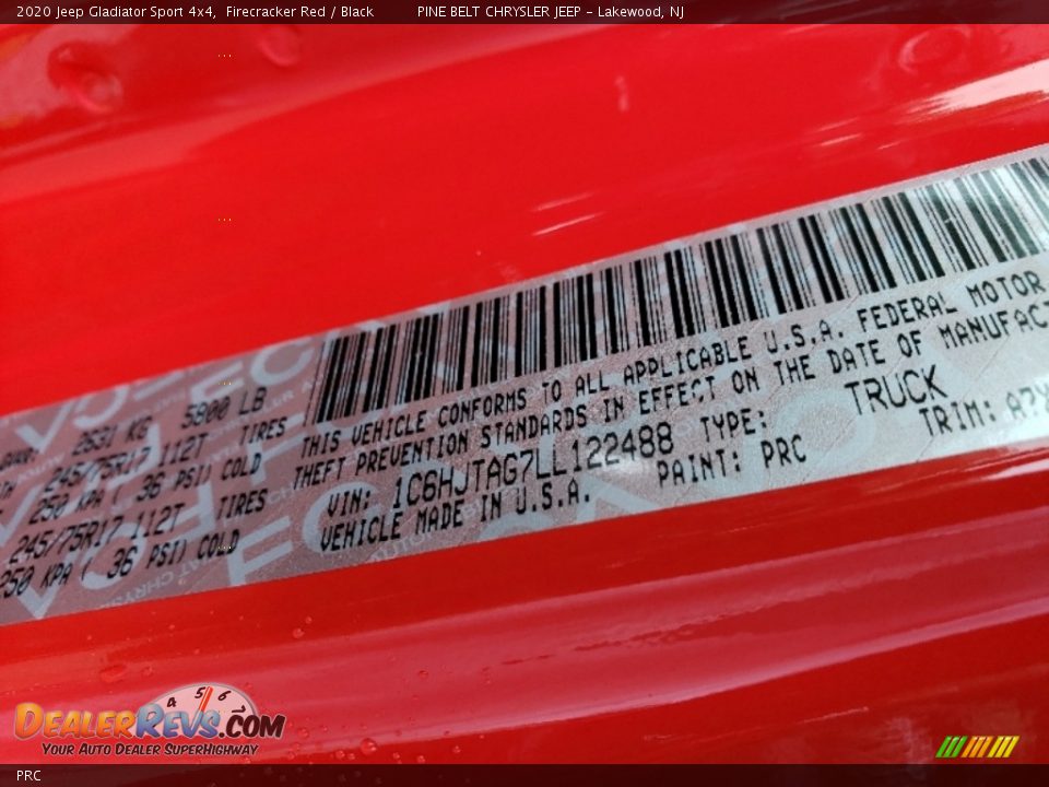 Jeep Color Code PRC Firecracker Red