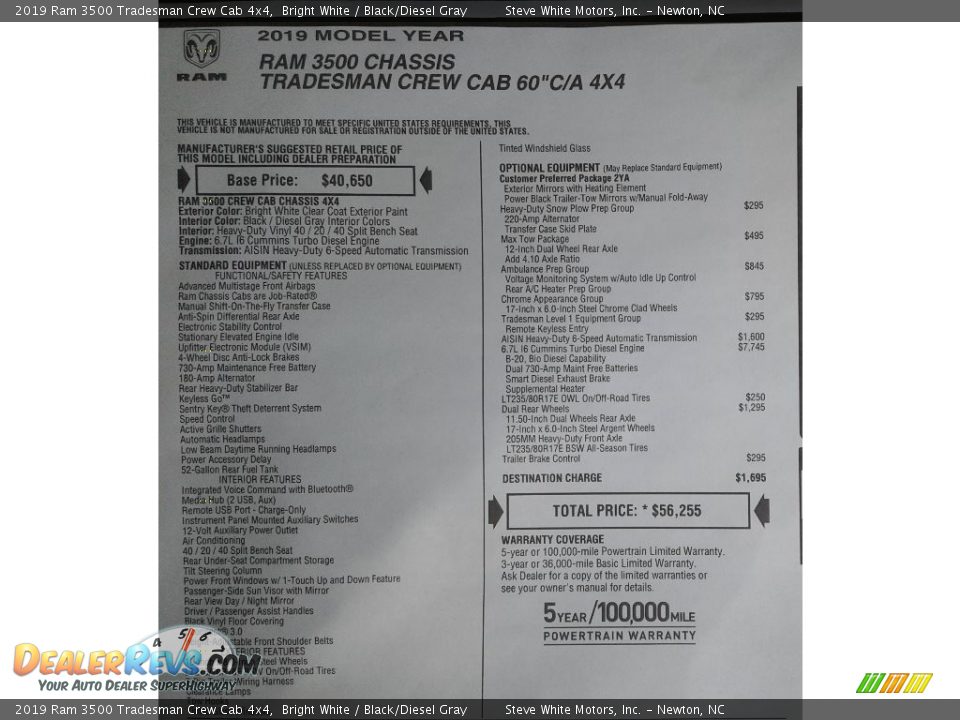 2019 Ram 3500 Tradesman Crew Cab 4x4 Bright White / Black/Diesel Gray Photo #26