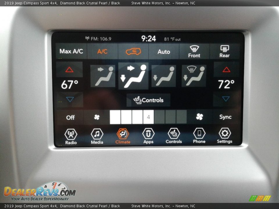2019 Jeep Compass Sport 4x4 Diamond Black Crystal Pearl / Black Photo #23