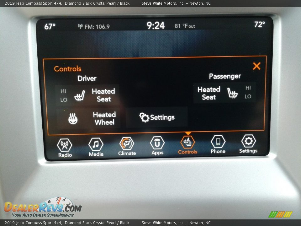 2019 Jeep Compass Sport 4x4 Diamond Black Crystal Pearl / Black Photo #24