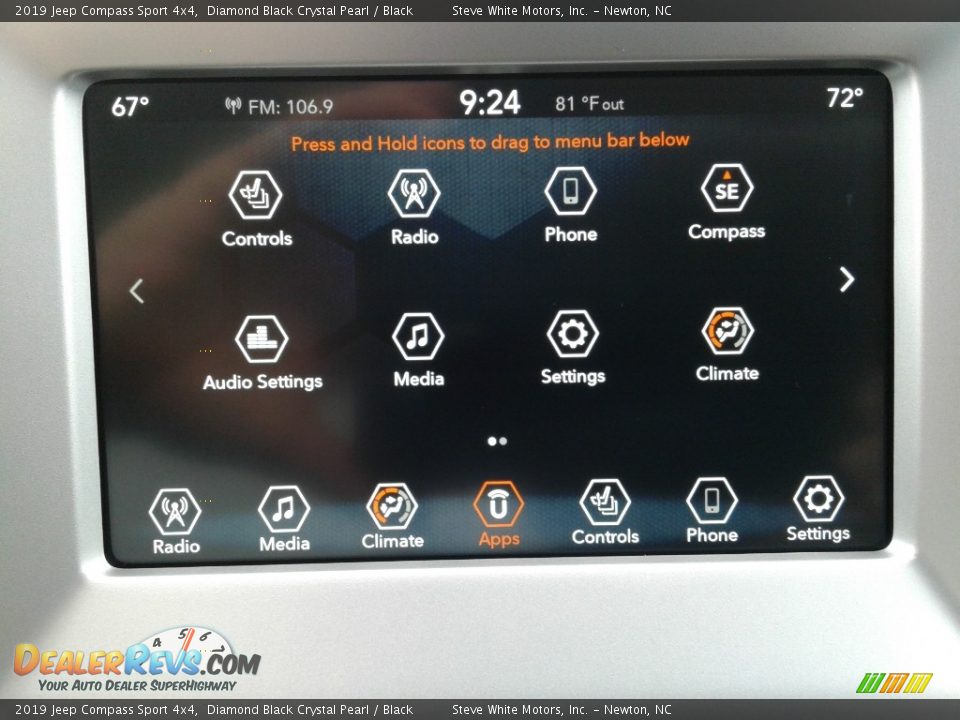 2019 Jeep Compass Sport 4x4 Diamond Black Crystal Pearl / Black Photo #25
