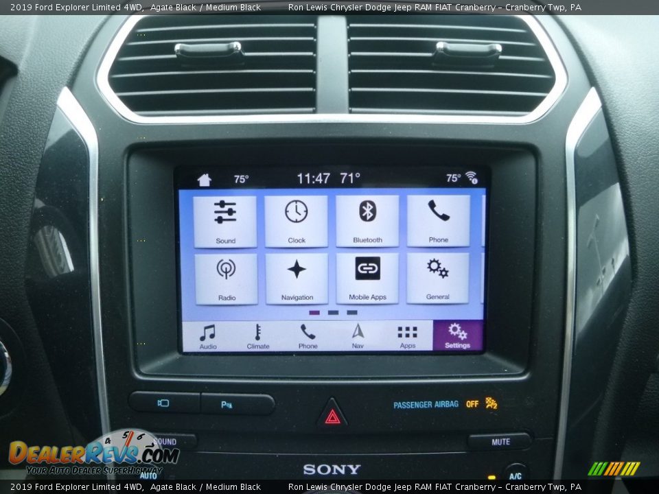 2019 Ford Explorer Limited 4WD Agate Black / Medium Black Photo #17
