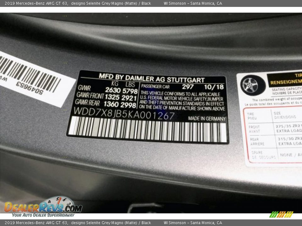 2019 Mercedes-Benz AMG GT 63 designo Selenite Grey Magno (Matte) / Black Photo #24