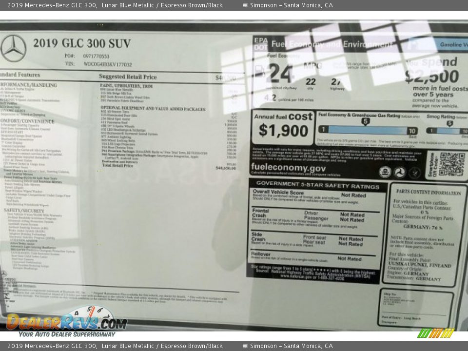 2019 Mercedes-Benz GLC 300 Lunar Blue Metallic / Espresso Brown/Black Photo #10