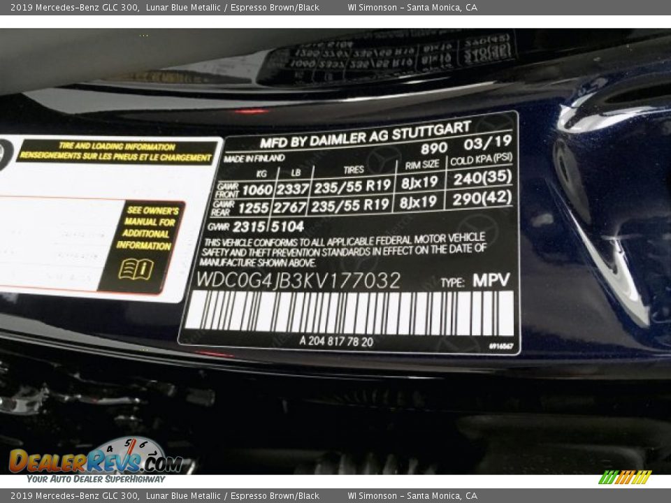 2019 Mercedes-Benz GLC 300 Lunar Blue Metallic / Espresso Brown/Black Photo #11