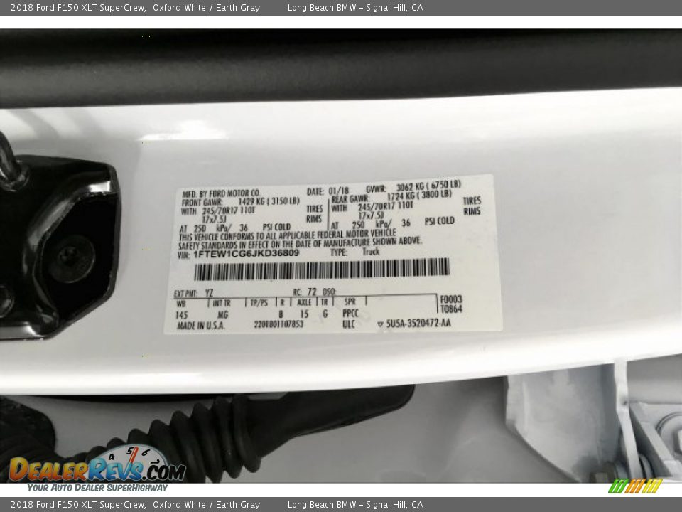 2018 Ford F150 XLT SuperCrew Oxford White / Earth Gray Photo #19