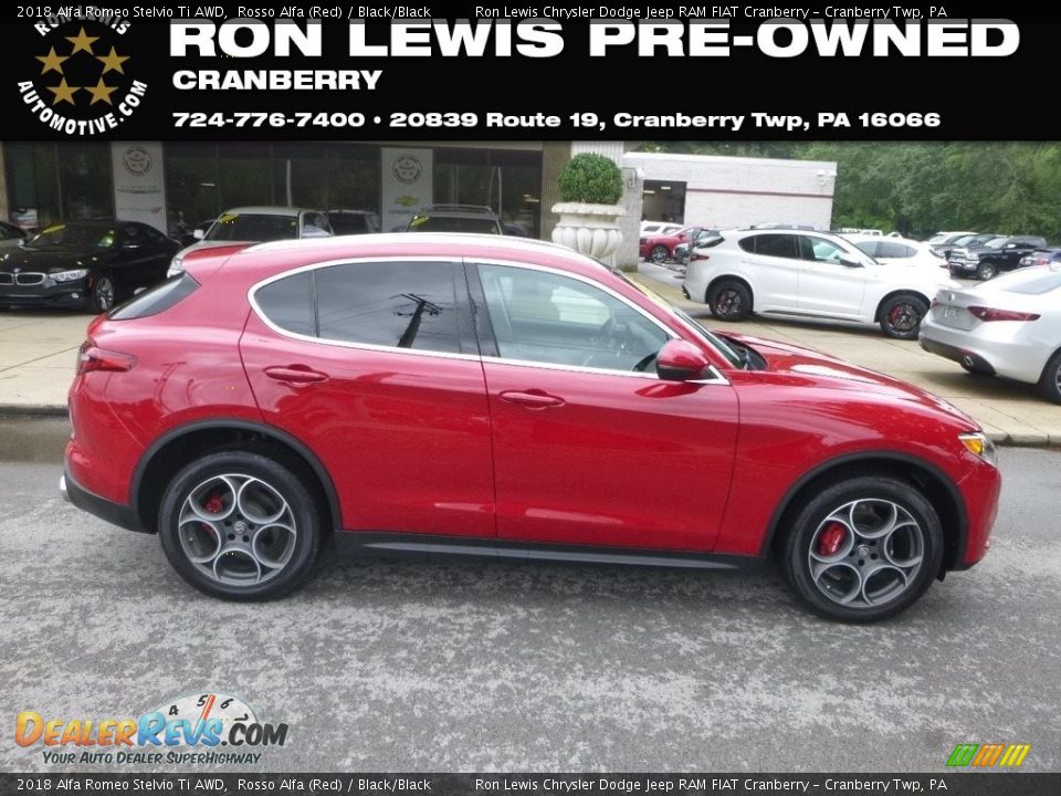 2018 Alfa Romeo Stelvio Ti AWD Rosso Alfa (Red) / Black/Black Photo #1