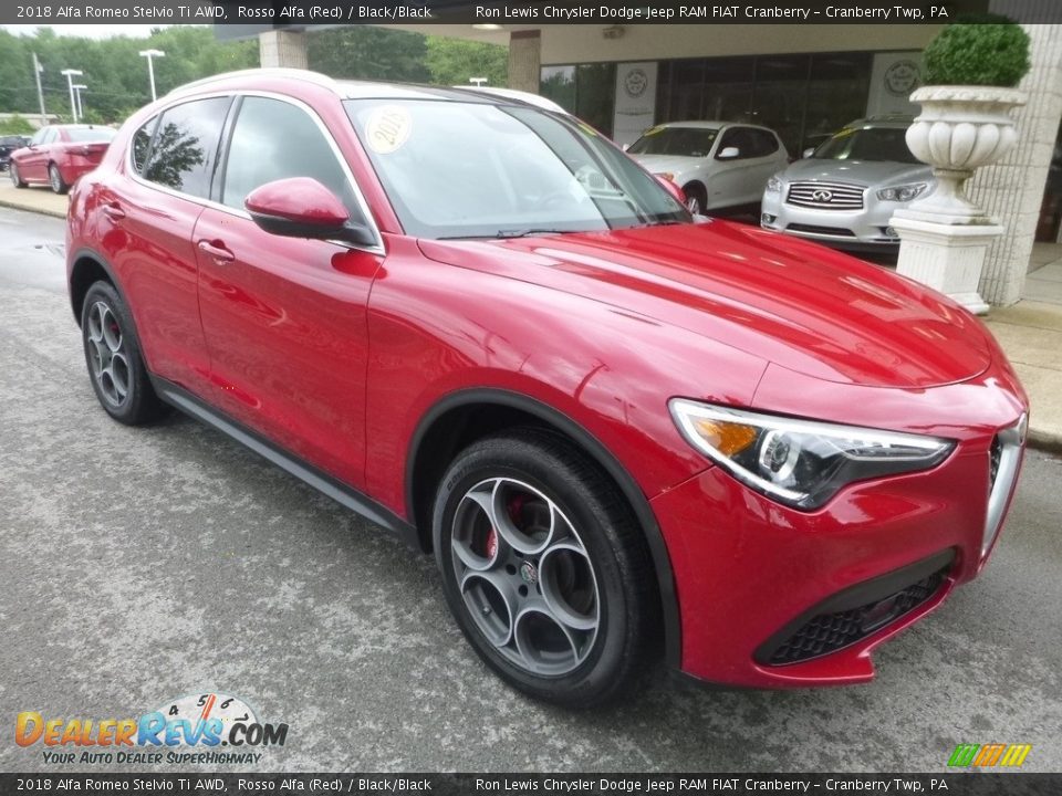 2018 Alfa Romeo Stelvio Ti AWD Rosso Alfa (Red) / Black/Black Photo #3