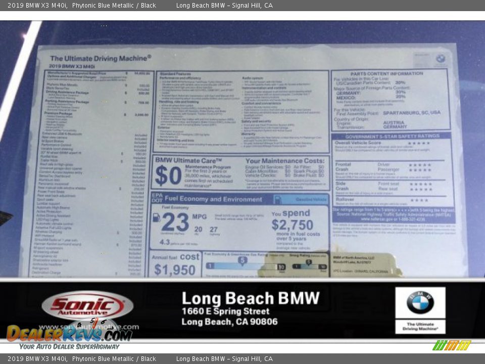 2019 BMW X3 M40i Phytonic Blue Metallic / Black Photo #10