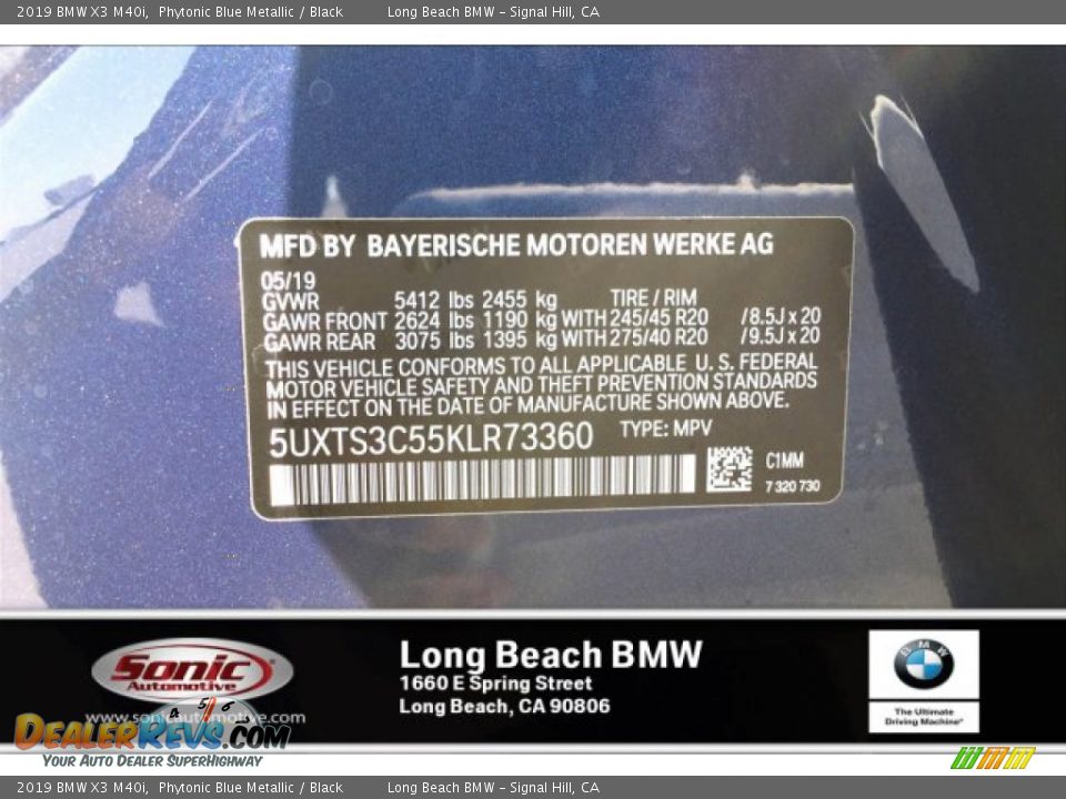 2019 BMW X3 M40i Phytonic Blue Metallic / Black Photo #11