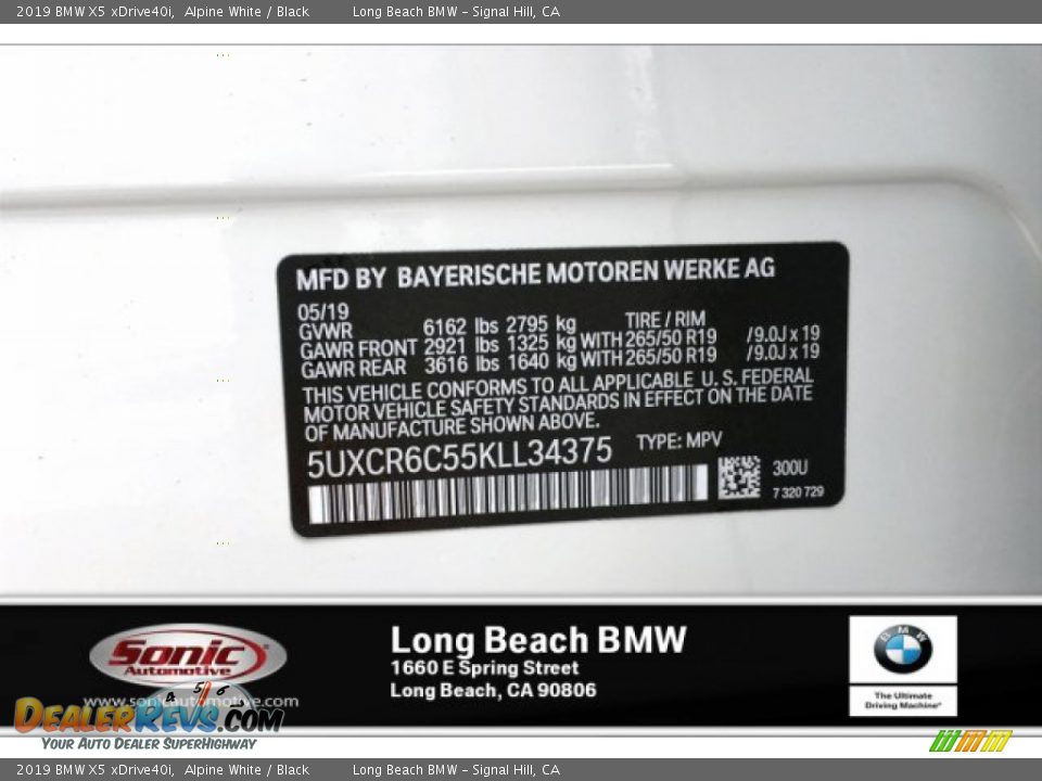 2019 BMW X5 xDrive40i Alpine White / Black Photo #11