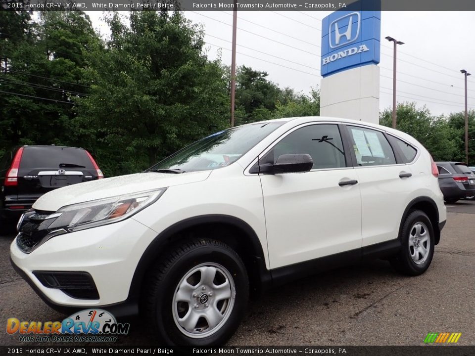 2015 Honda CR-V LX AWD White Diamond Pearl / Beige Photo #1