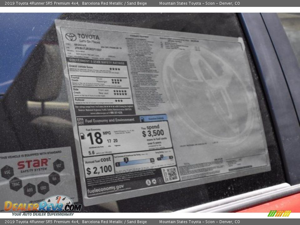 2019 Toyota 4Runner SR5 Premium 4x4 Barcelona Red Metallic / Sand Beige Photo #11