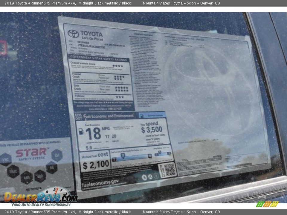 2019 Toyota 4Runner SR5 Premium 4x4 Midnight Black metallic / Black Photo #10