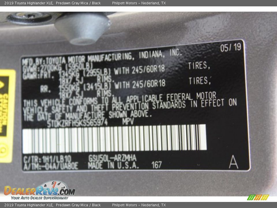 2019 Toyota Highlander XLE Predawn Gray Mica / Black Photo #26