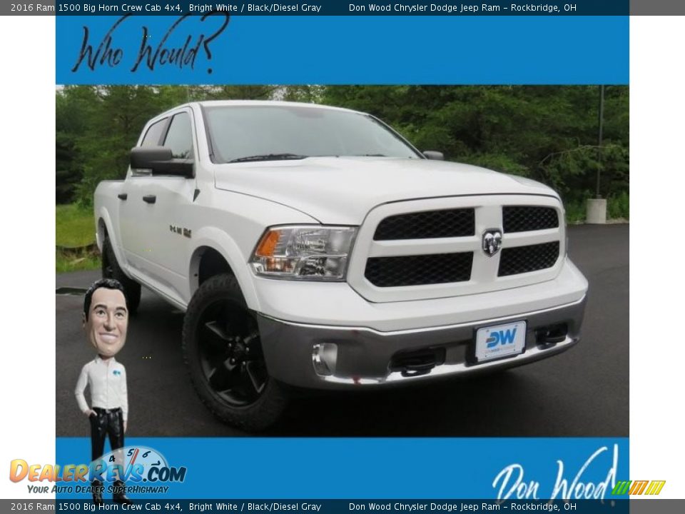 2016 Ram 1500 Big Horn Crew Cab 4x4 Bright White / Black/Diesel Gray Photo #1