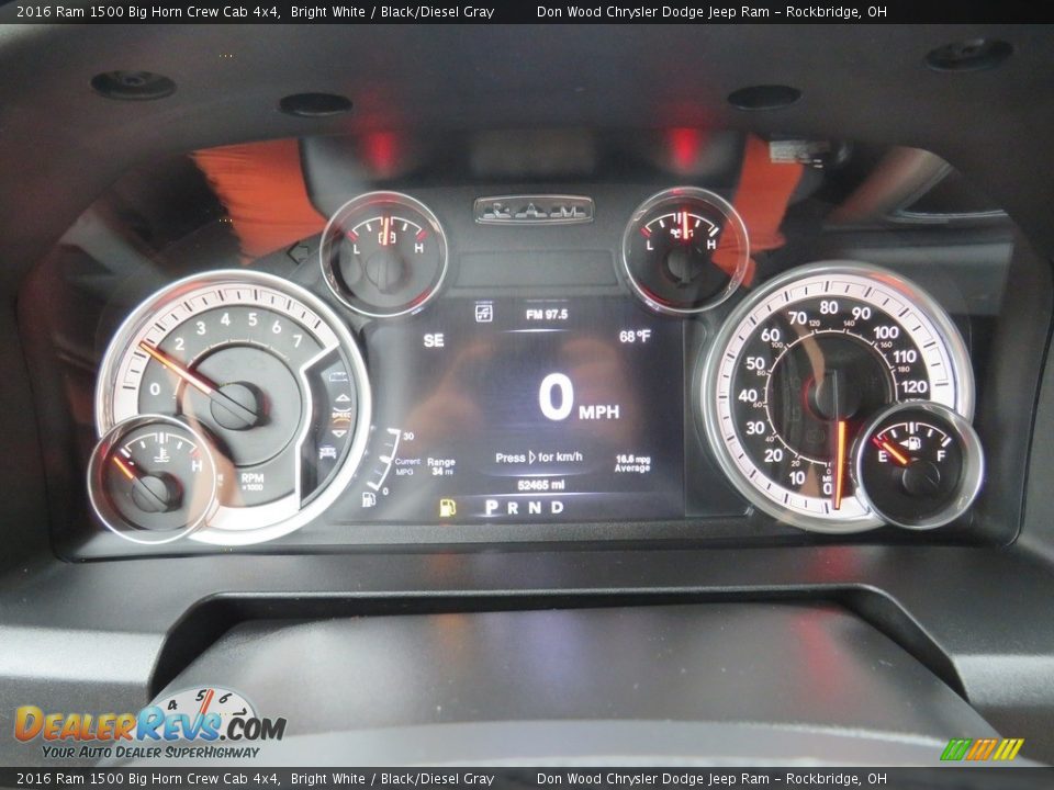 2016 Ram 1500 Big Horn Crew Cab 4x4 Bright White / Black/Diesel Gray Photo #33