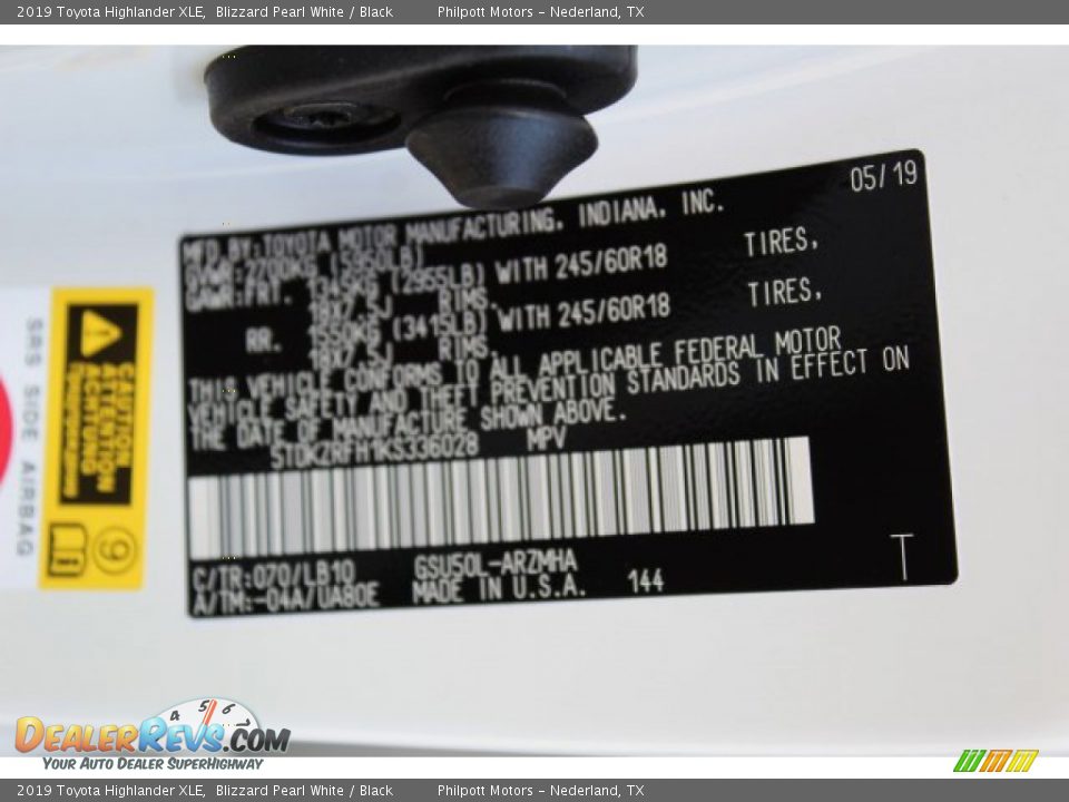 2019 Toyota Highlander XLE Blizzard Pearl White / Black Photo #26