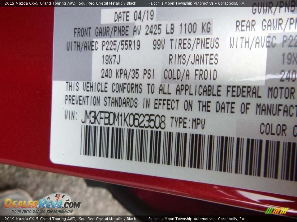 2019 Mazda CX-5 Grand Touring AWD Soul Red Crystal Metallic / Black Photo #12