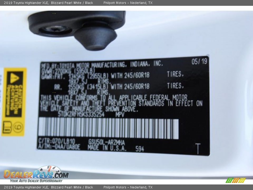 2019 Toyota Highlander XLE Blizzard Pearl White / Black Photo #25