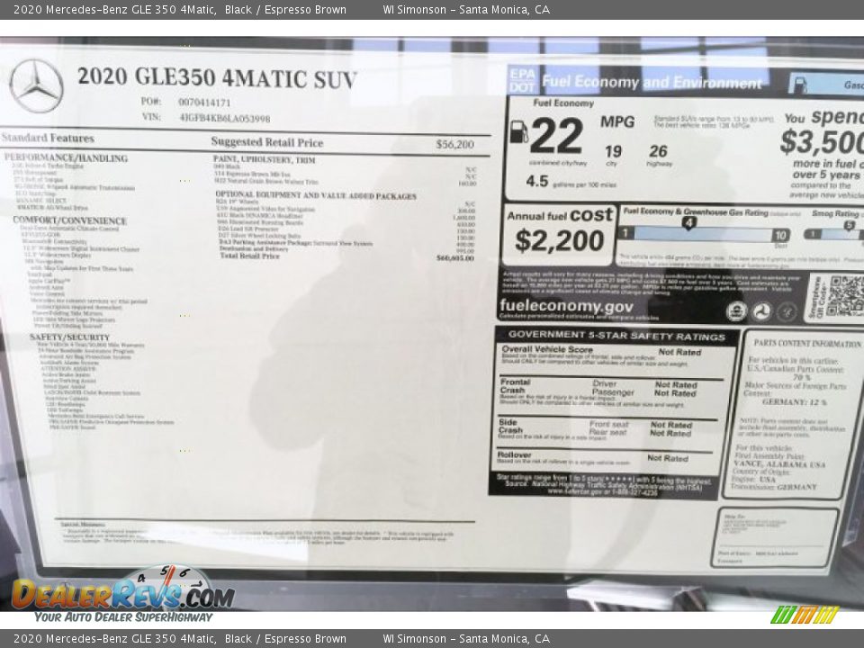 2020 Mercedes-Benz GLE 350 4Matic Black / Espresso Brown Photo #10