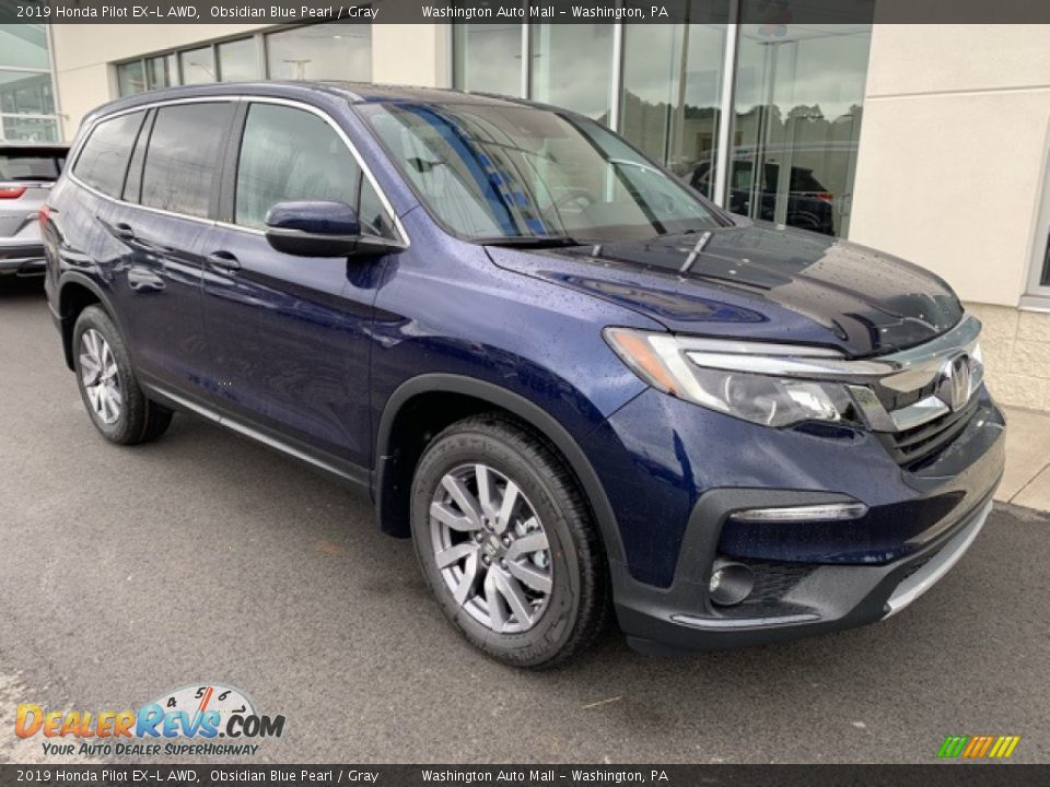 2019 Honda Pilot EX-L AWD Obsidian Blue Pearl / Gray Photo #2