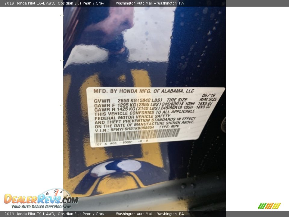 2019 Honda Pilot EX-L AWD Obsidian Blue Pearl / Gray Photo #9
