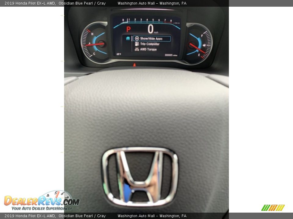 2019 Honda Pilot EX-L AWD Obsidian Blue Pearl / Gray Photo #36