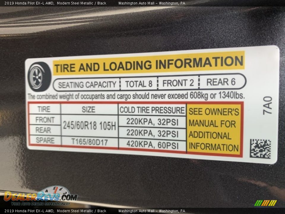 2019 Honda Pilot EX-L AWD Modern Steel Metallic / Black Photo #8
