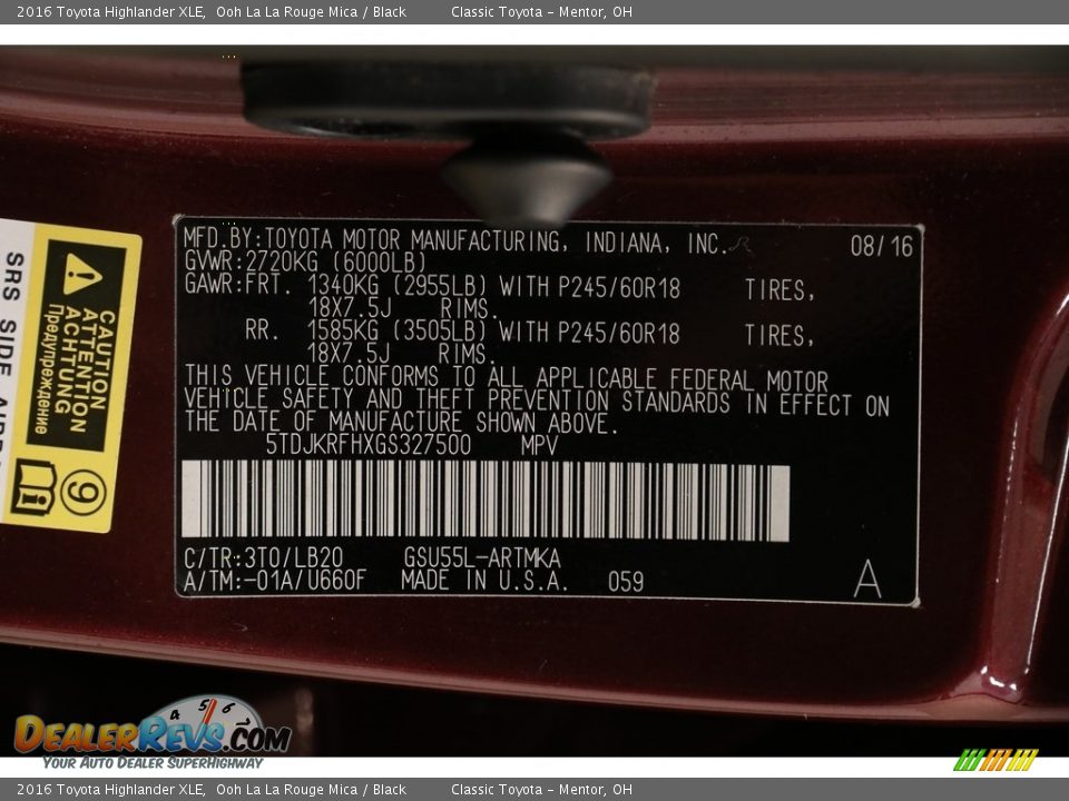 2016 Toyota Highlander XLE Ooh La La Rouge Mica / Black Photo #22