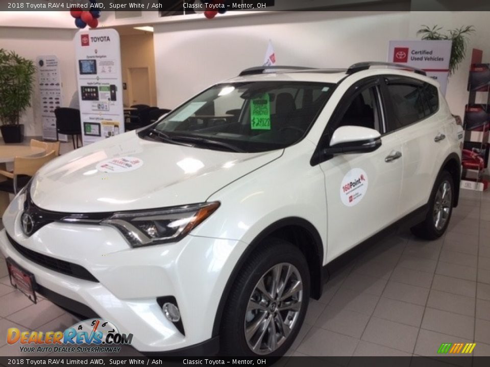 2018 Toyota RAV4 Limited AWD Super White / Ash Photo #2