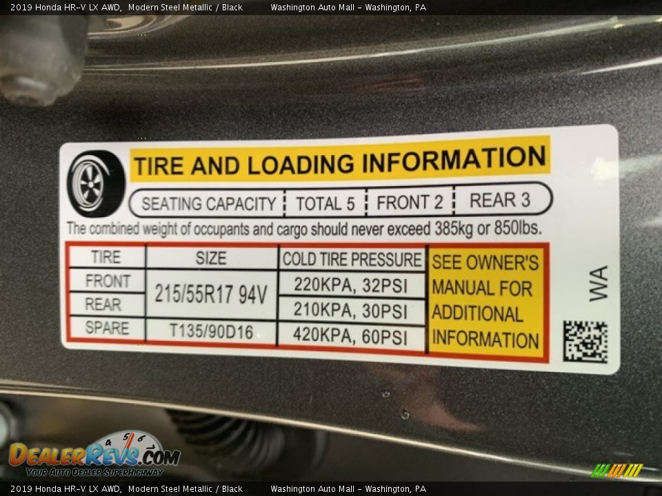 2019 Honda HR-V LX AWD Modern Steel Metallic / Black Photo #8