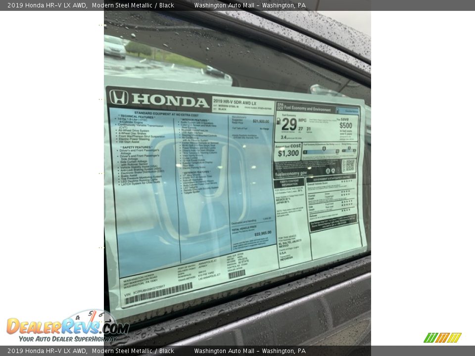 2019 Honda HR-V LX AWD Modern Steel Metallic / Black Photo #15