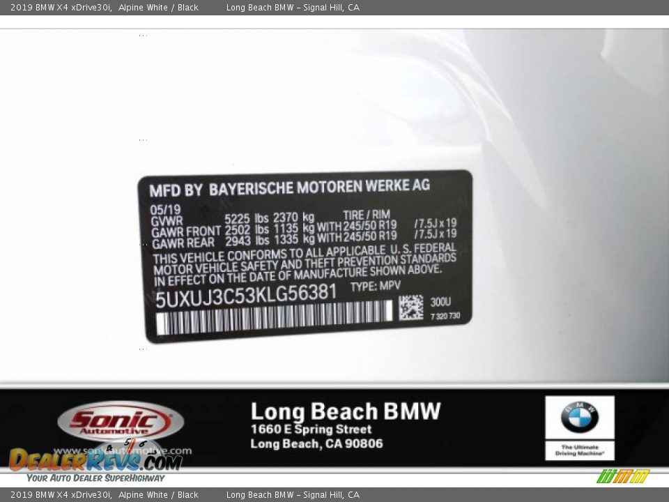 2019 BMW X4 xDrive30i Alpine White / Black Photo #11