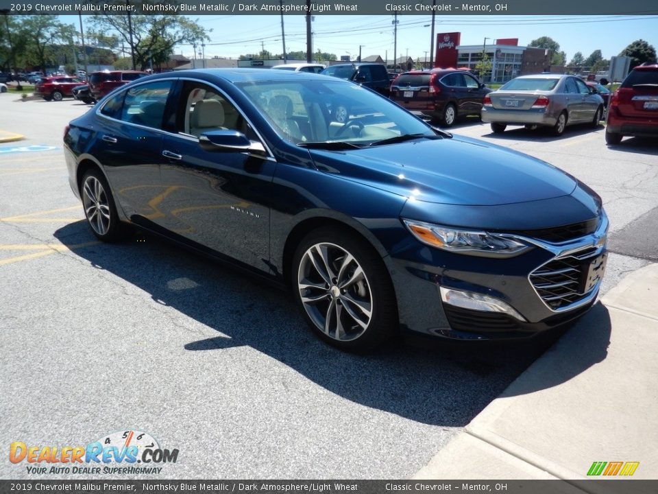 2019 Chevrolet Malibu Premier Northsky Blue Metallic / Dark Atmosphere/Light Wheat Photo #3