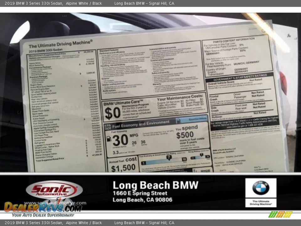 2019 BMW 3 Series 330i Sedan Alpine White / Black Photo #11