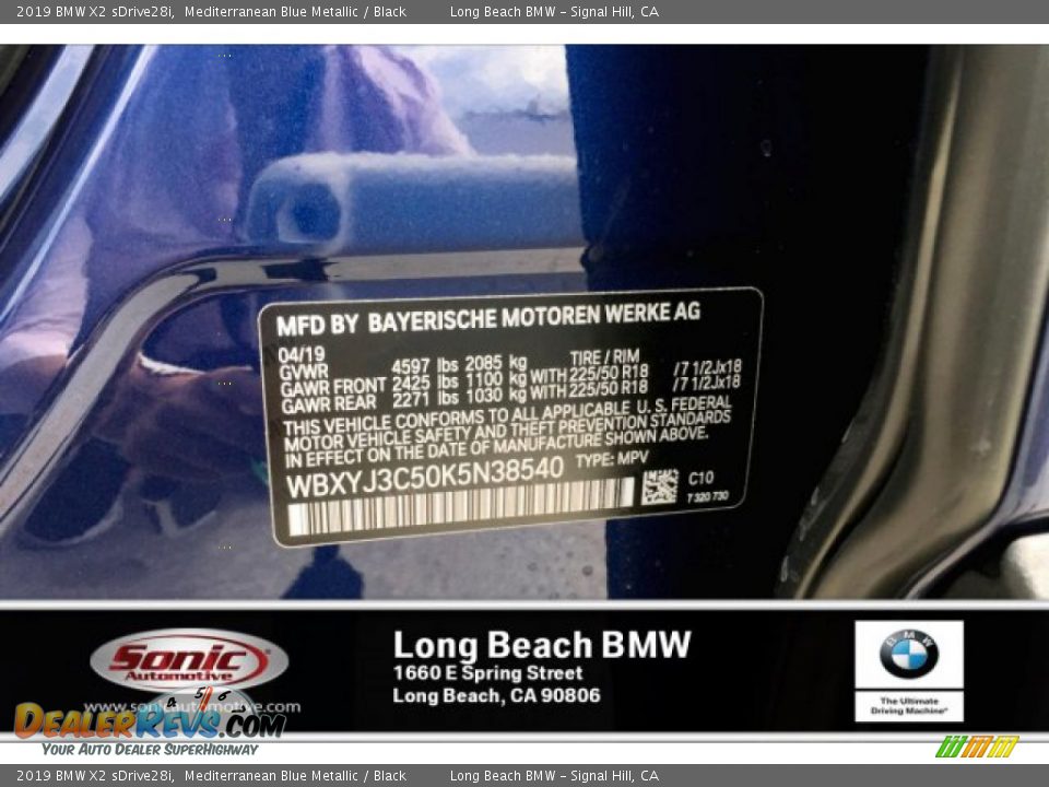2019 BMW X2 sDrive28i Mediterranean Blue Metallic / Black Photo #11
